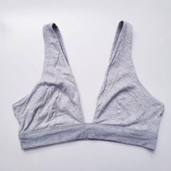 Victoria's Secret Gray Ribbed Plunge V-neck Bralette Comfortable - Picture 1 of 4
